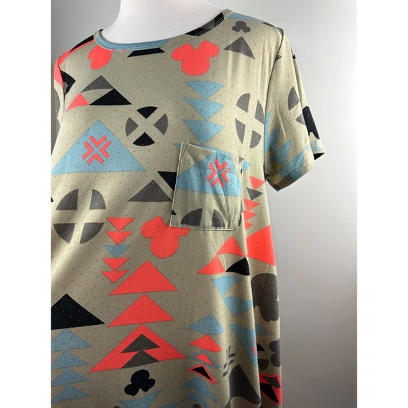 Lularoe Disney Carly Dress Mickey Mouse Aztec Print Stretch Hi-Lo Plus Size 3XL - Picture 3 of 8